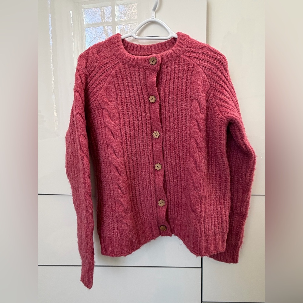 Chunky pink Anthropologie sweater S